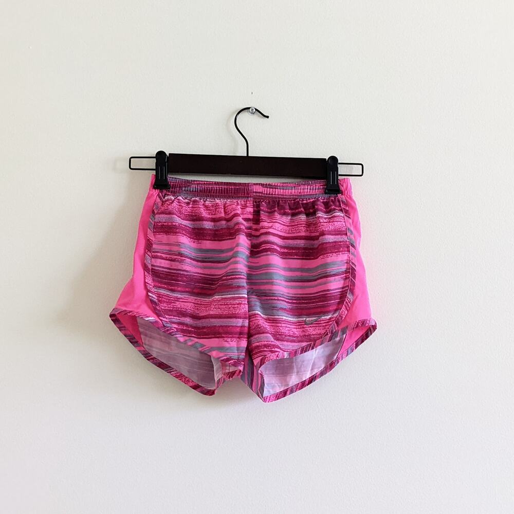 Nike Girls Sz M/10-12 Running Shorts Pink Dri-Fit Mesh Lining Drawstring
